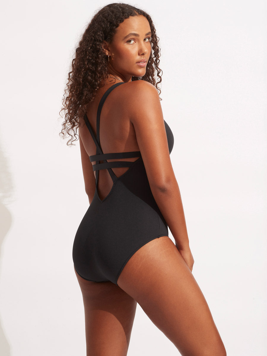 SF Collective Deep V One Piece in Black