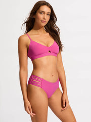 Seafolly SF Collective Multi Strap Hipster Bottom in Hot Pink, view 4, click to see full size