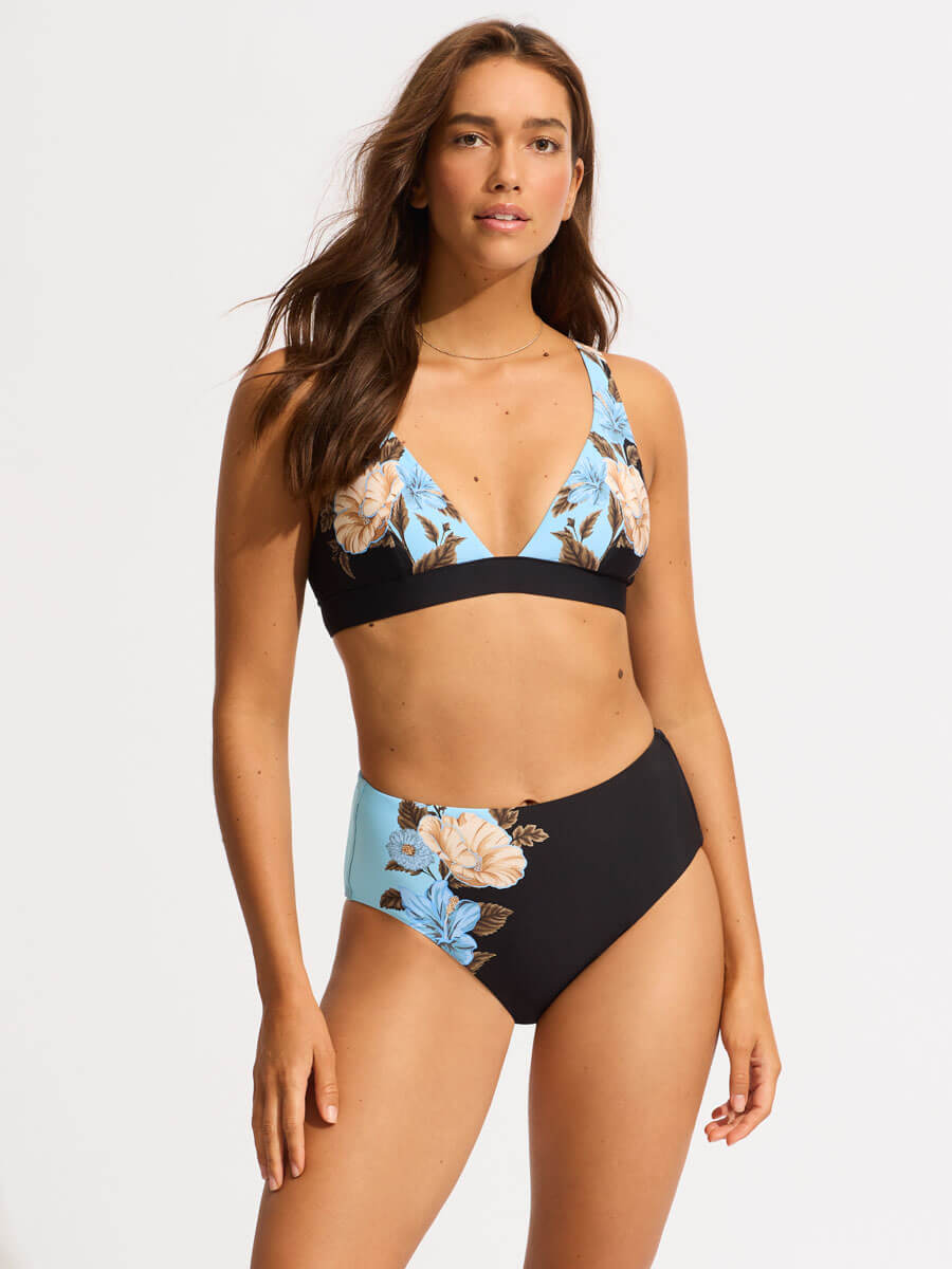 Seafolly Garden Party Longline Triangle in Black