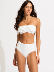 Seafolly Lulu High Waisted Bottoms in White, view 3, click to see full size