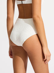 Seafolly Lulu High Waisted Bottoms in White, view 2, click to see full size
