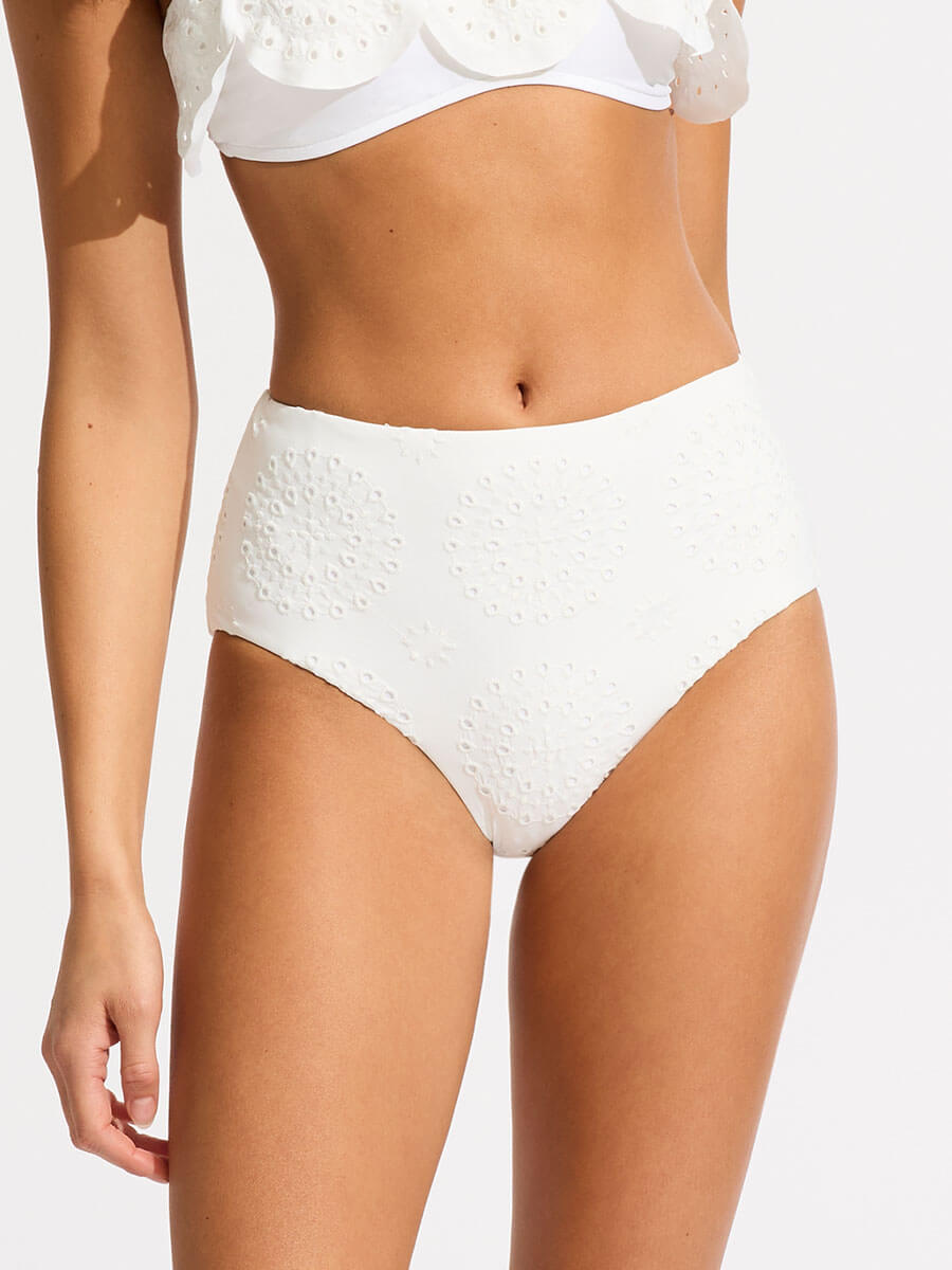 Seafolly Lulu High Waisted Bottoms in White
