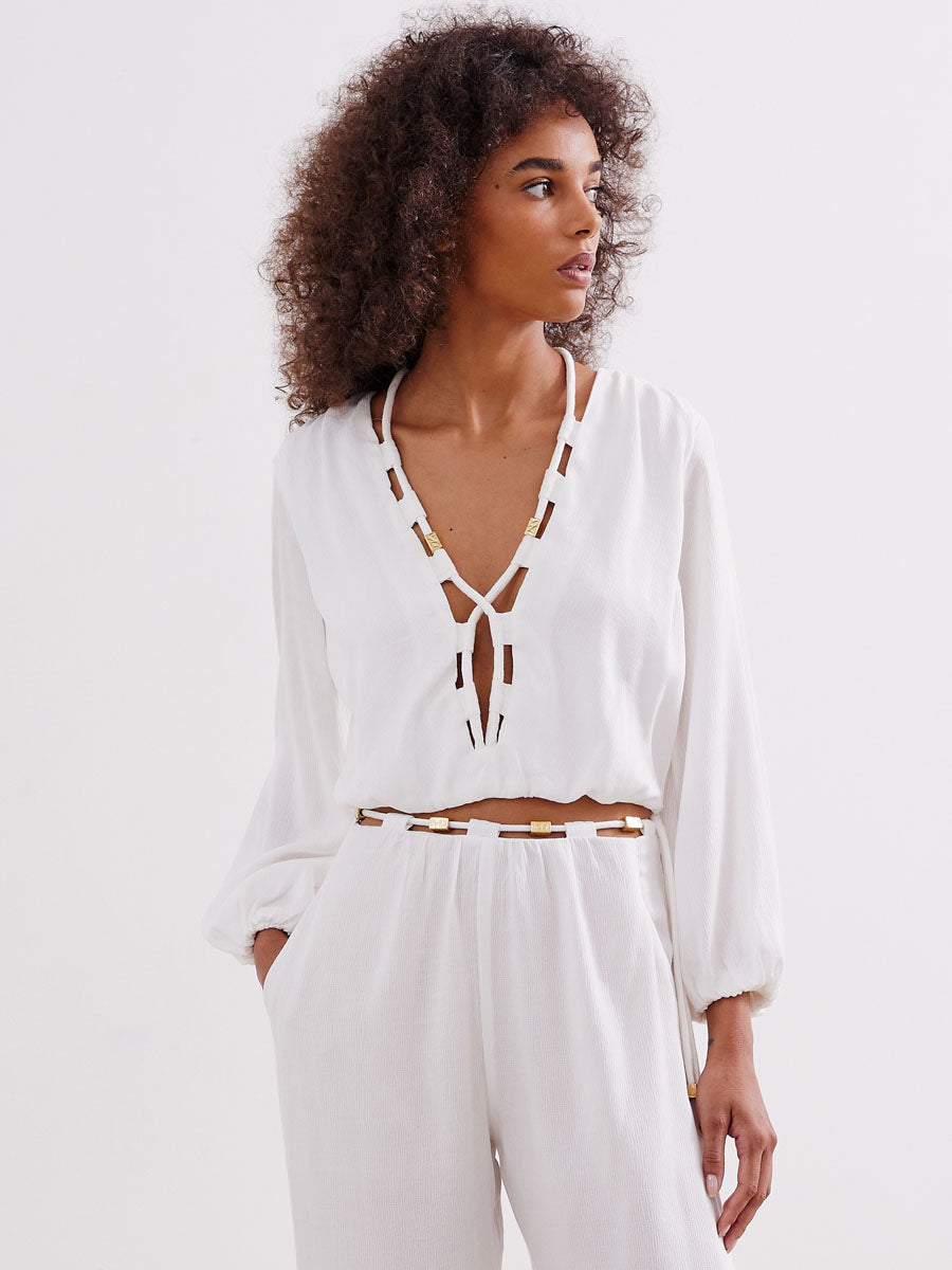 ViX Ino Long Sleeve Blouse in Off White