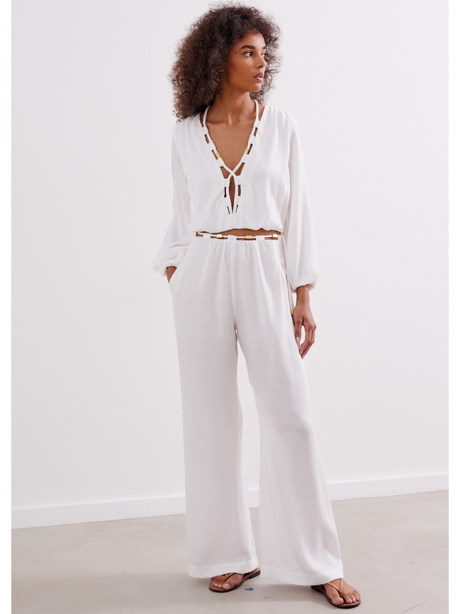 ViX Ino Long Sleeve Blouse in Off White