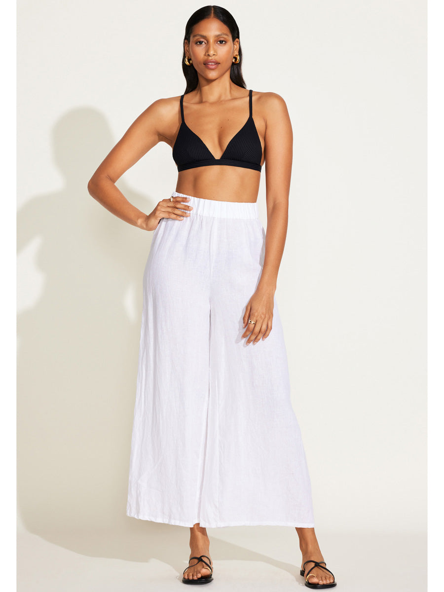 Vitamin A Tallows Wide Leg Pant in White EcoLinen