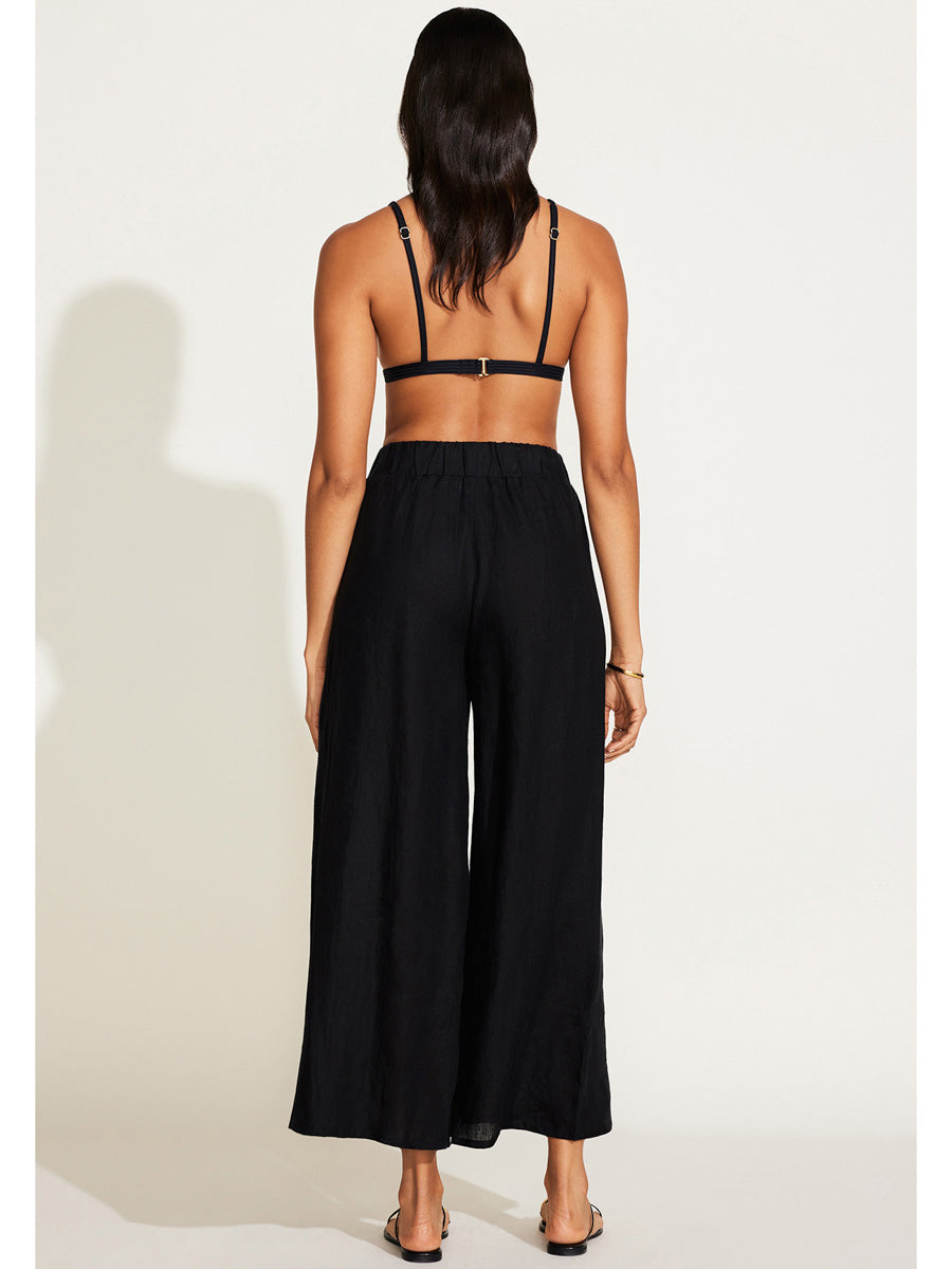Vitamin A Tallows Wide Leg Pant in Black EcoLinen