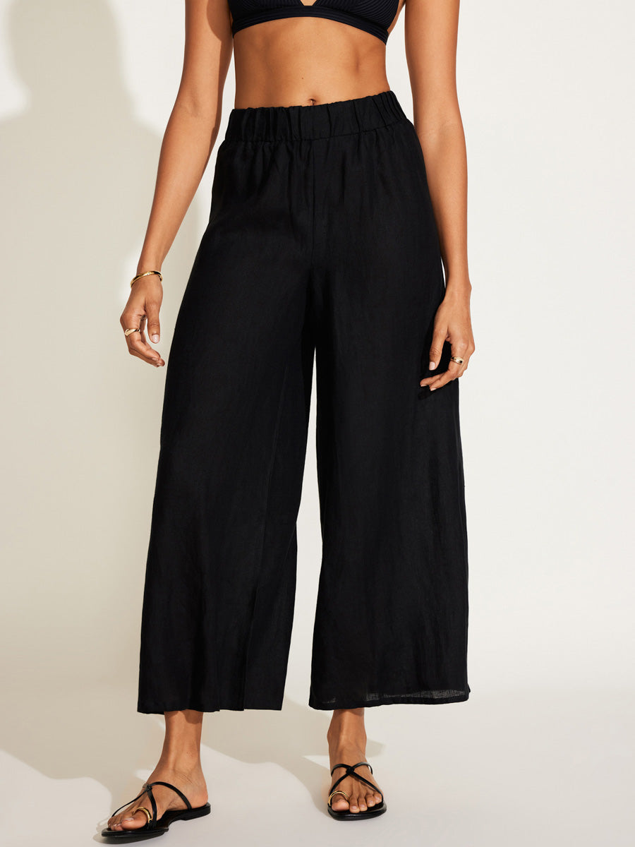 Vitamin A Tallows Wide Leg Pant in Black EcoLinen
