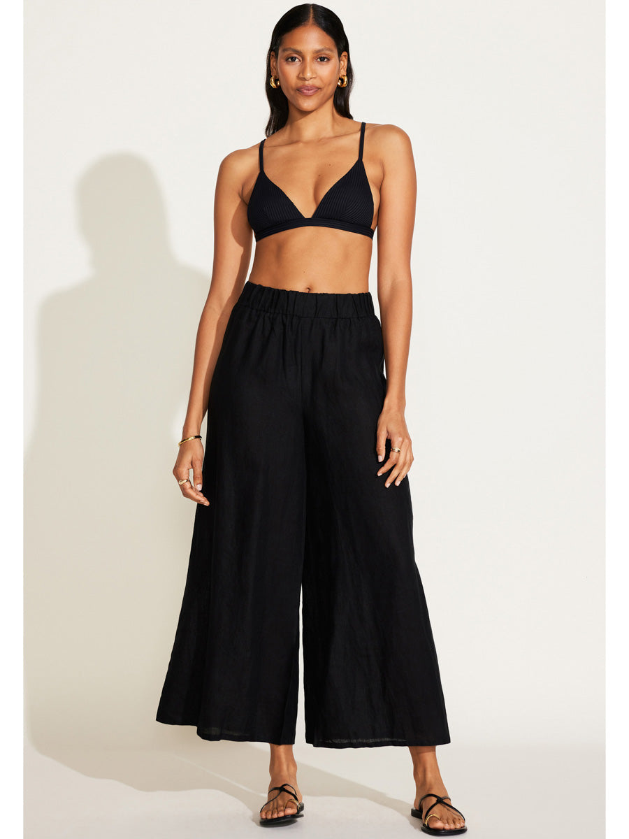Vitamin A Tallows Wide Leg Pant in Black EcoLinen