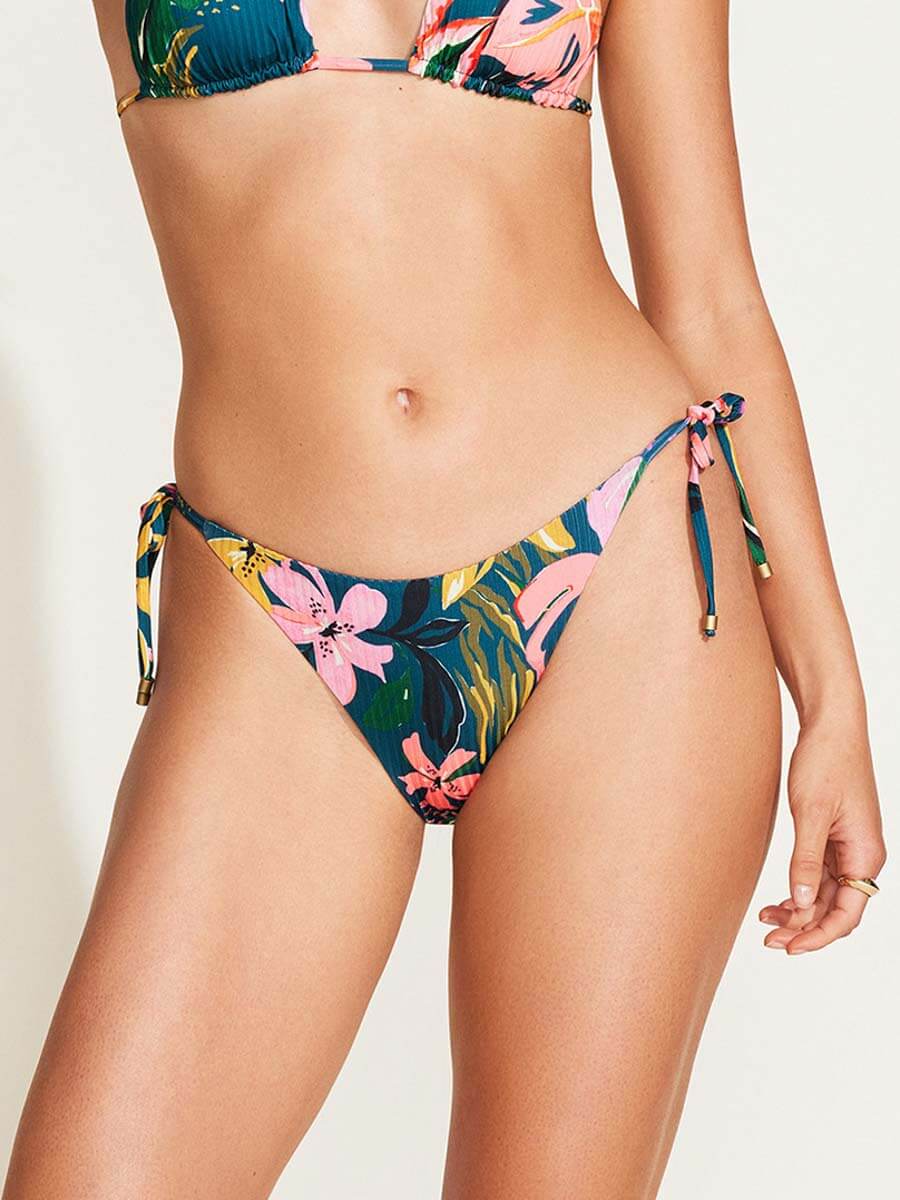 Vitamin A Elle Tie Side Bottom in Painted Jungle EcoRib BT