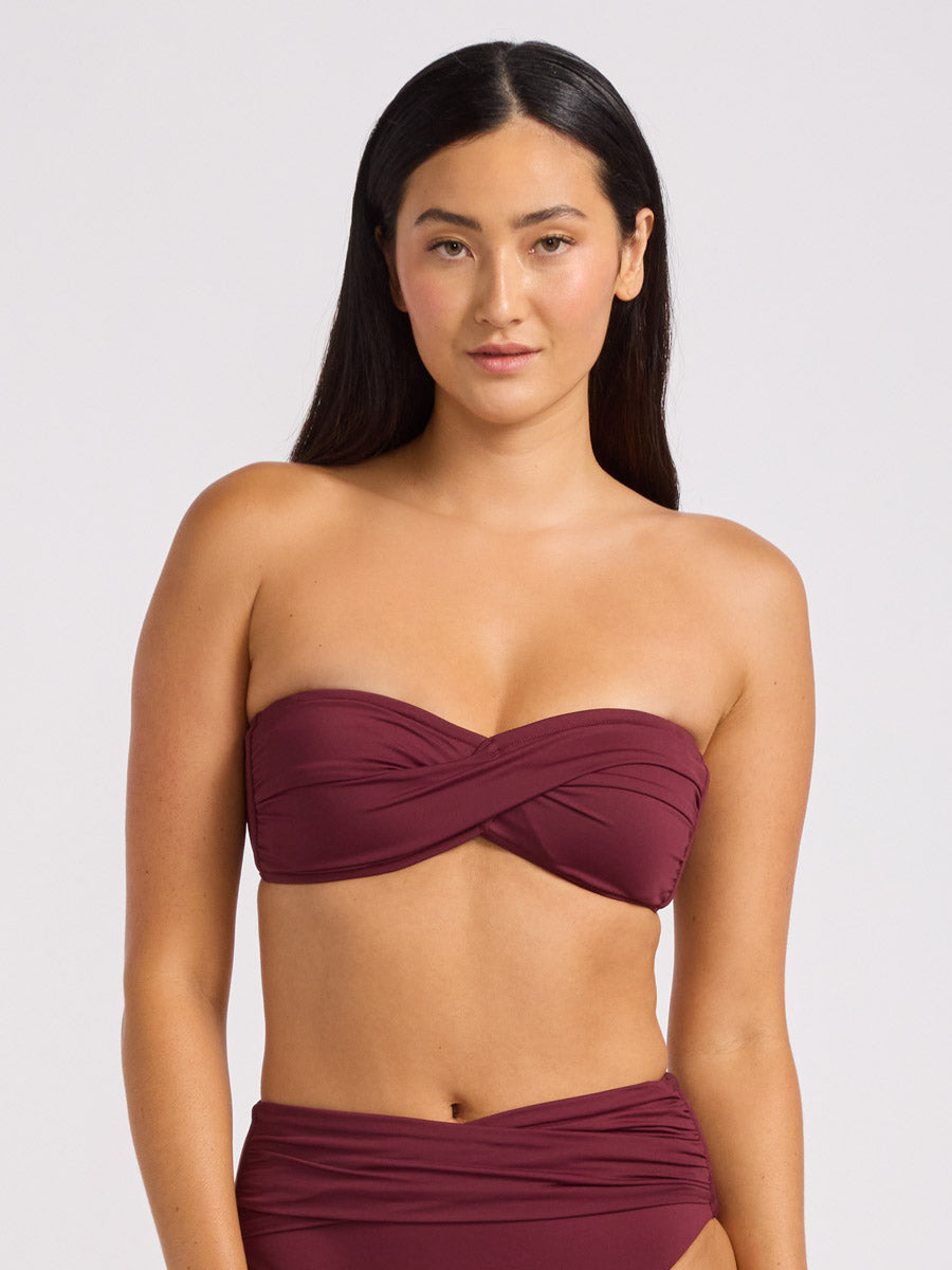 SF Collective Twist Bandeau in Dark Burgundy