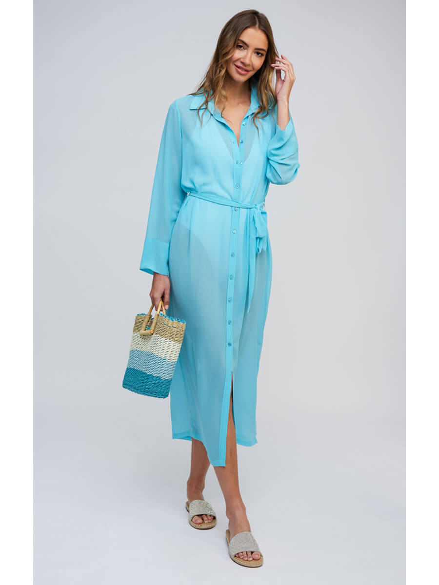 Pia Rossini Adanna Shirt Dress In Turquoise
