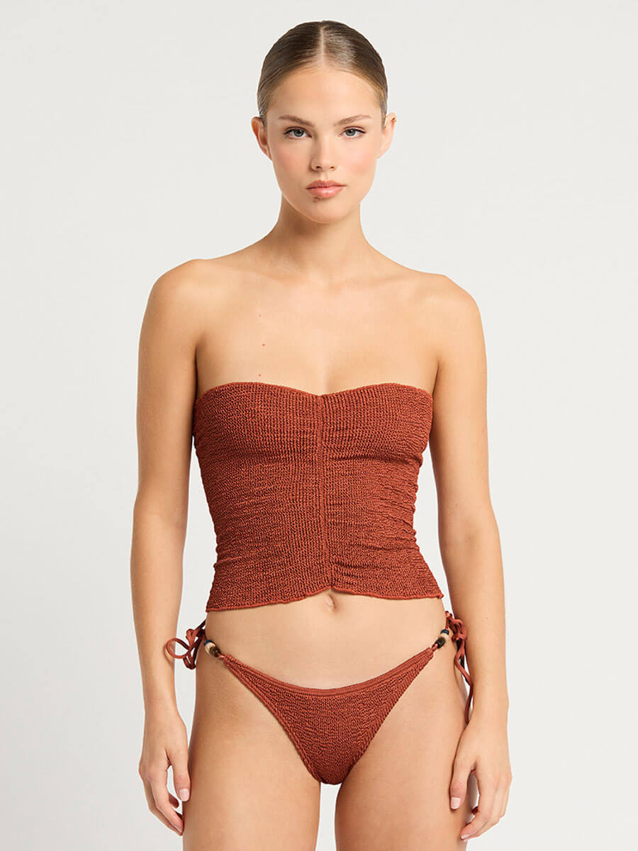 Bond-eye Shimmer Dara Tube Top/Skirt in Bronze Shimmer