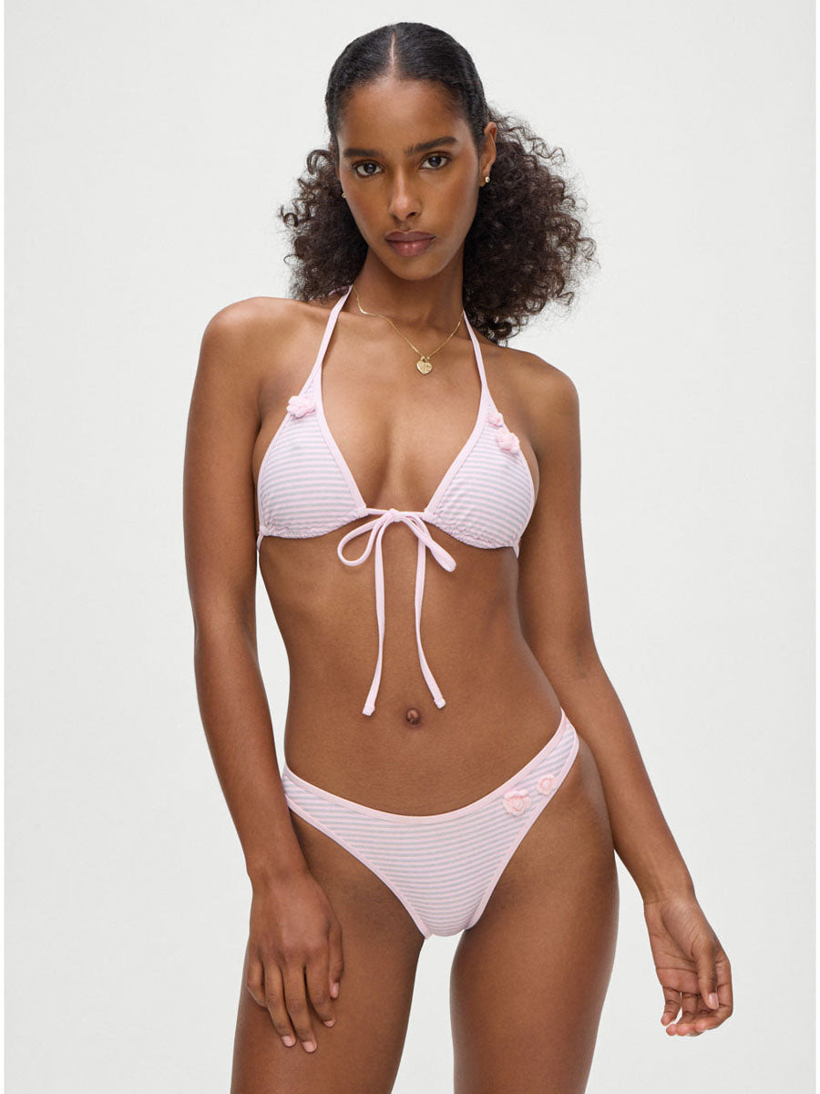 Frankies Bikinis Dove Bottom in Rosewater Stripe