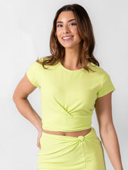 Koy Resort Twisted Crop Top in Margarita, view 1, click to see full size