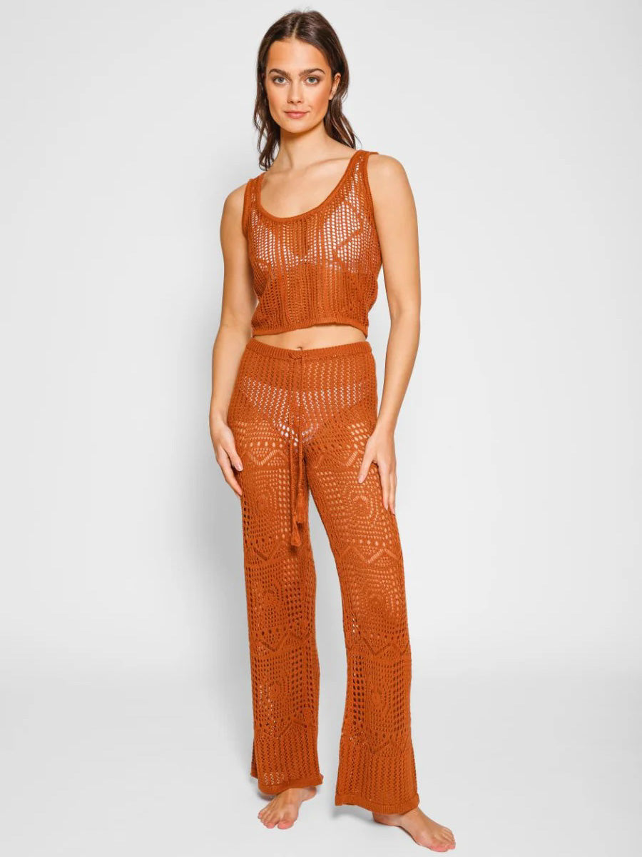 Koy Resort Santorini Crochet Pants In Bronze