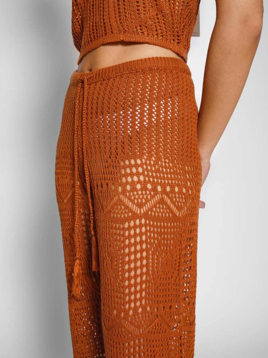 Koy Resort Santorini Crochet Pants In Bronze