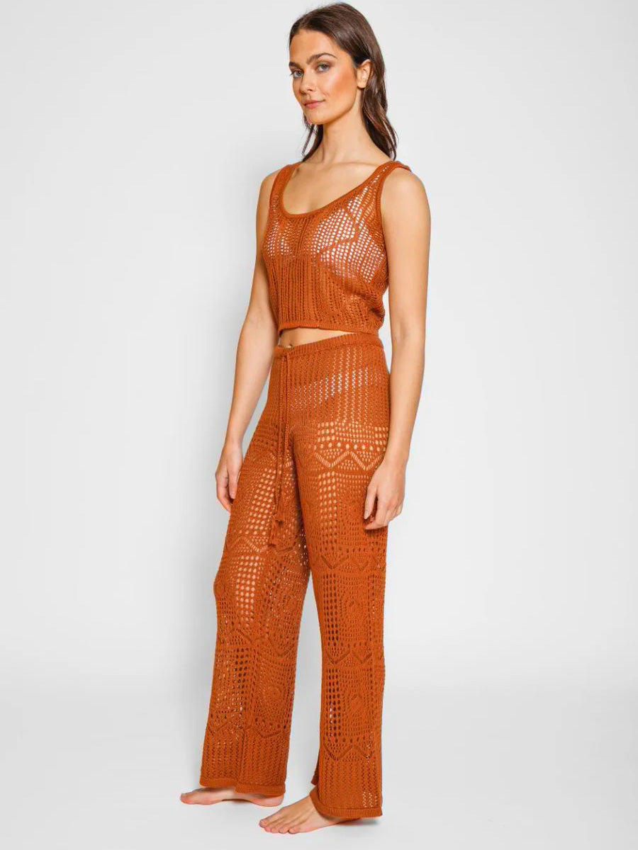 Koy Resort Santorini Crochet Pants In Bronze