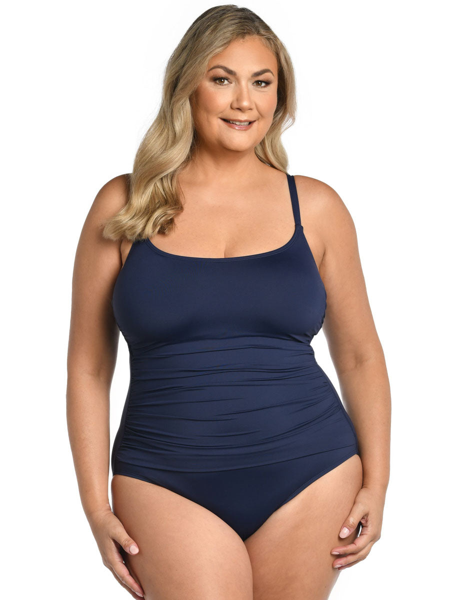 La Blanca Island Goddess Plus Lingerie One Piece in Indigo
