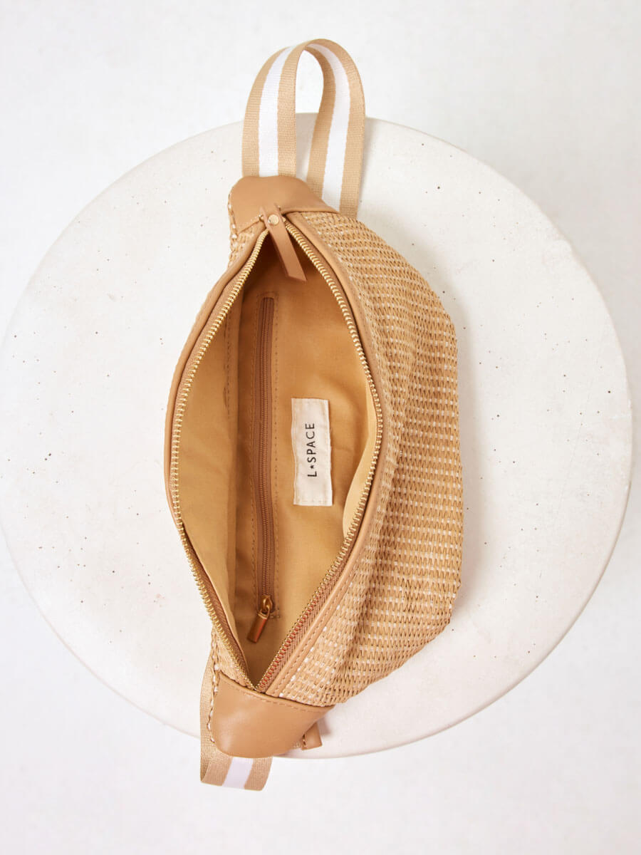 L*Space Evie Straw Fanny Pack In Natural