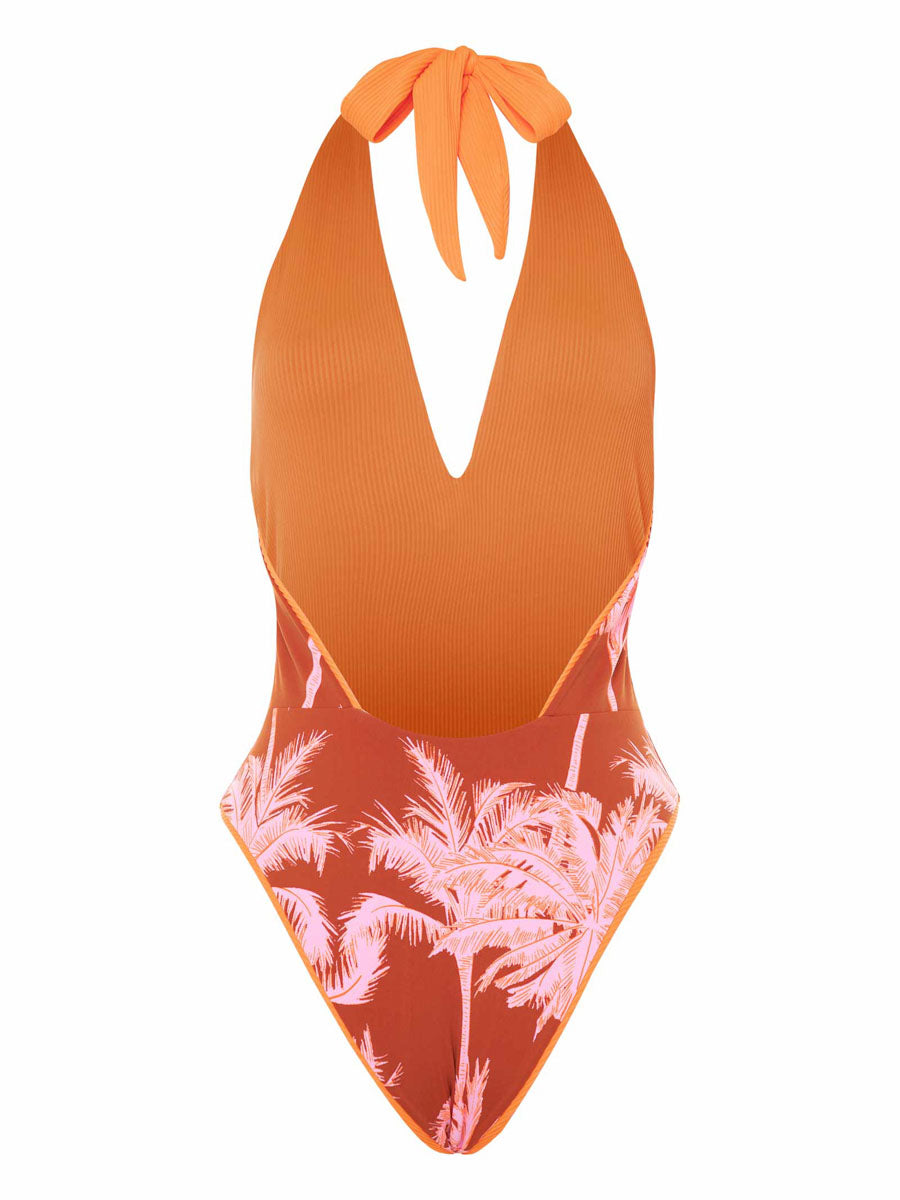 Maaji Tica V Plunge One Piece in Vibrant Orange
