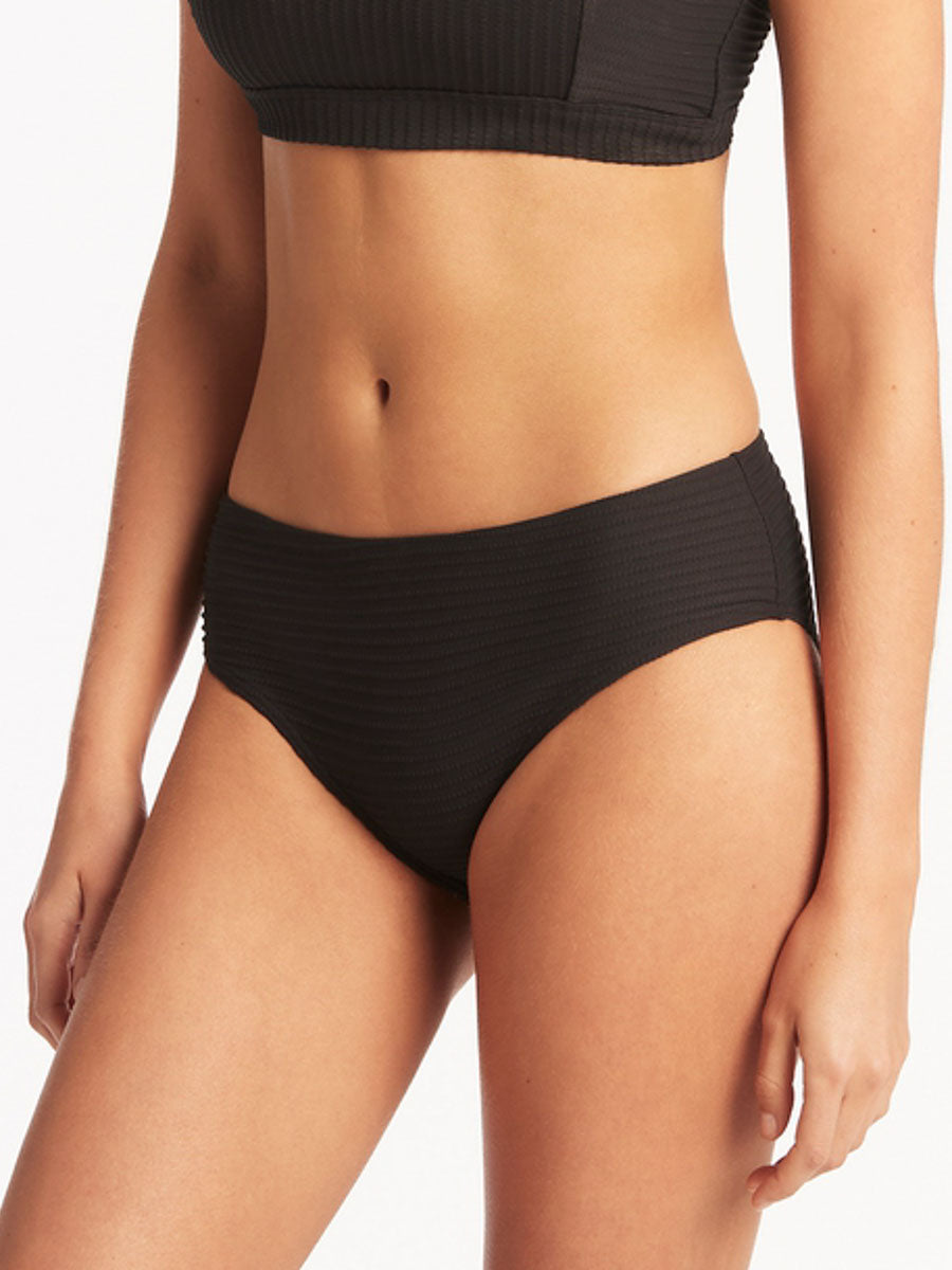 Sea Level Spinnaker Mid Bikini Bottoms in Black