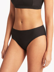 Sea Level Spinnaker Mid Bikini Bottoms in Black, view 1, click to see full size