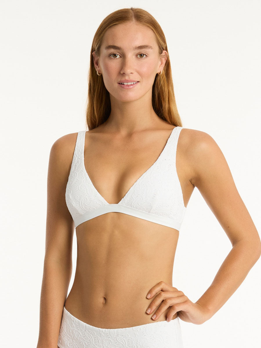 Sea Level Interlace Longline Top in White