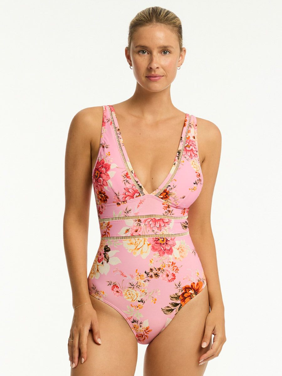 Sea Level Rosewood Spliced One Piece In Pink