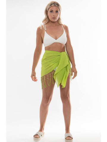Pia Rossini San Remo Beaded Sarong In Lime