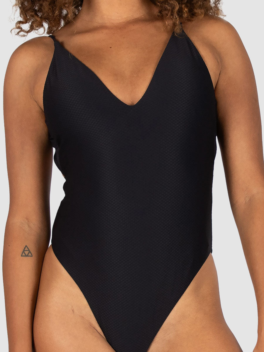 Baku Rococco V Neck Cheeky One Piece In Nero