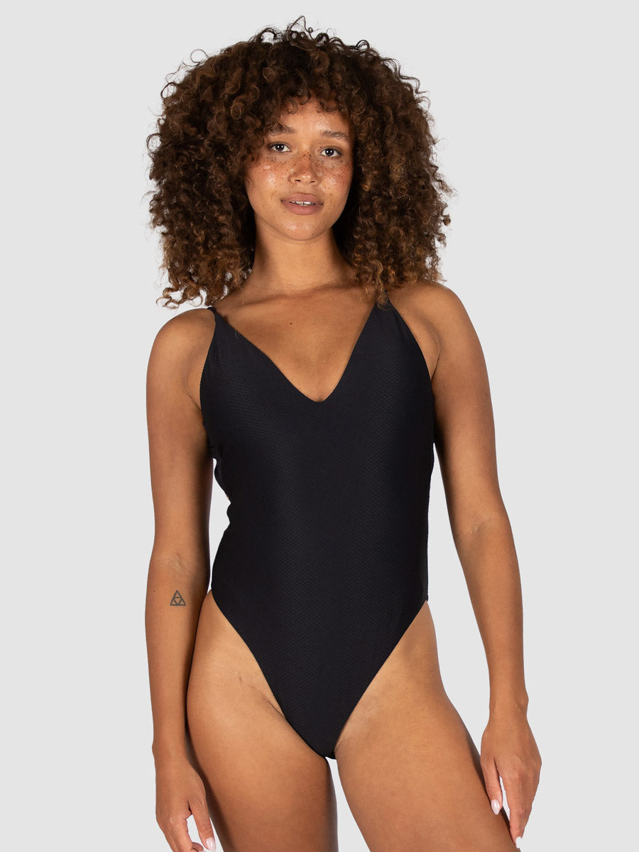 Baku Rococco V Neck Cheeky One Piece In Nero
