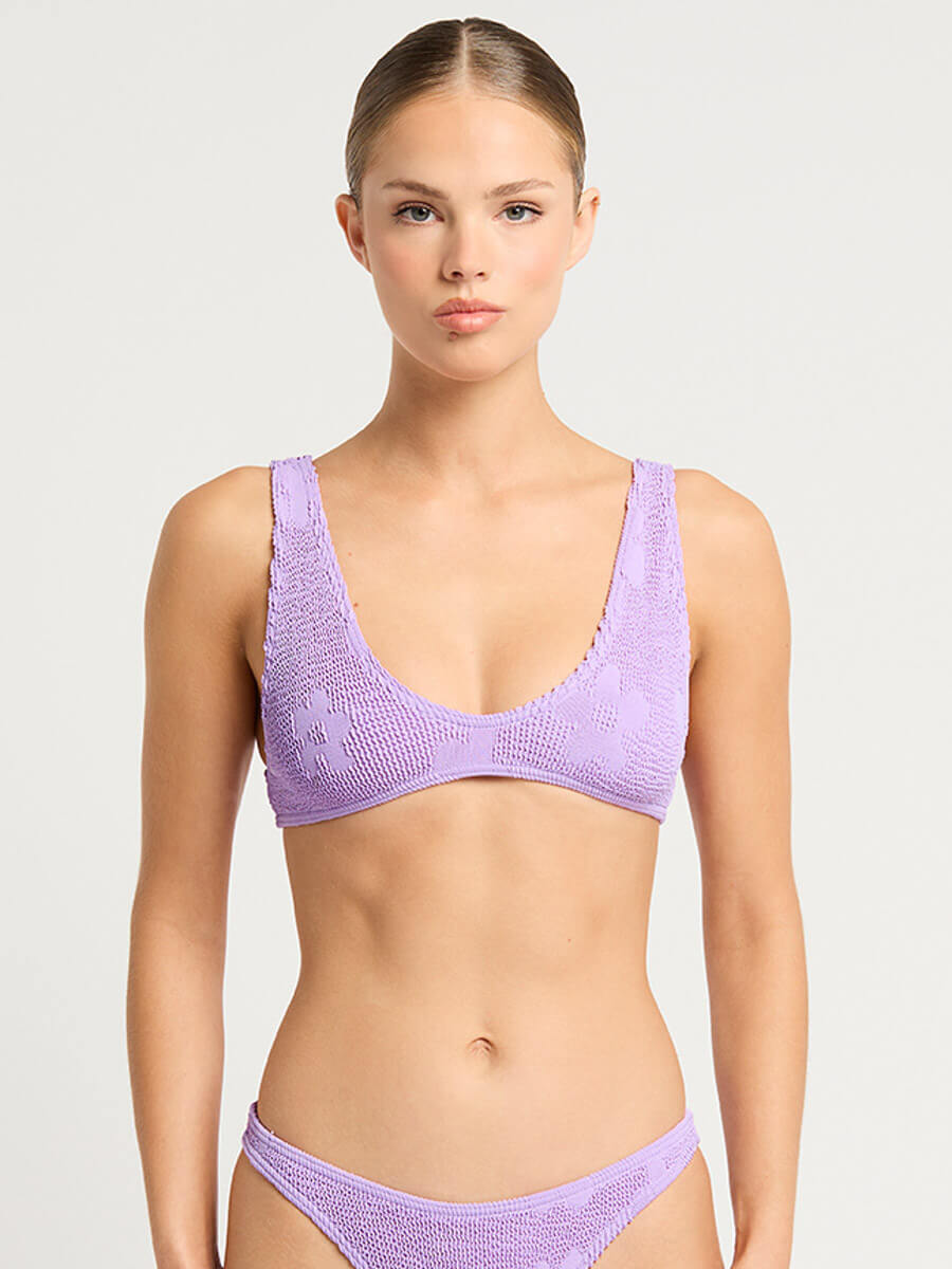 Bond-eye Scout Crop Top In Lavender Floral