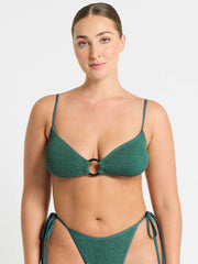 Bond-eye Ring Lissio Crop Top in Bottle Green, view 1, click to see full size