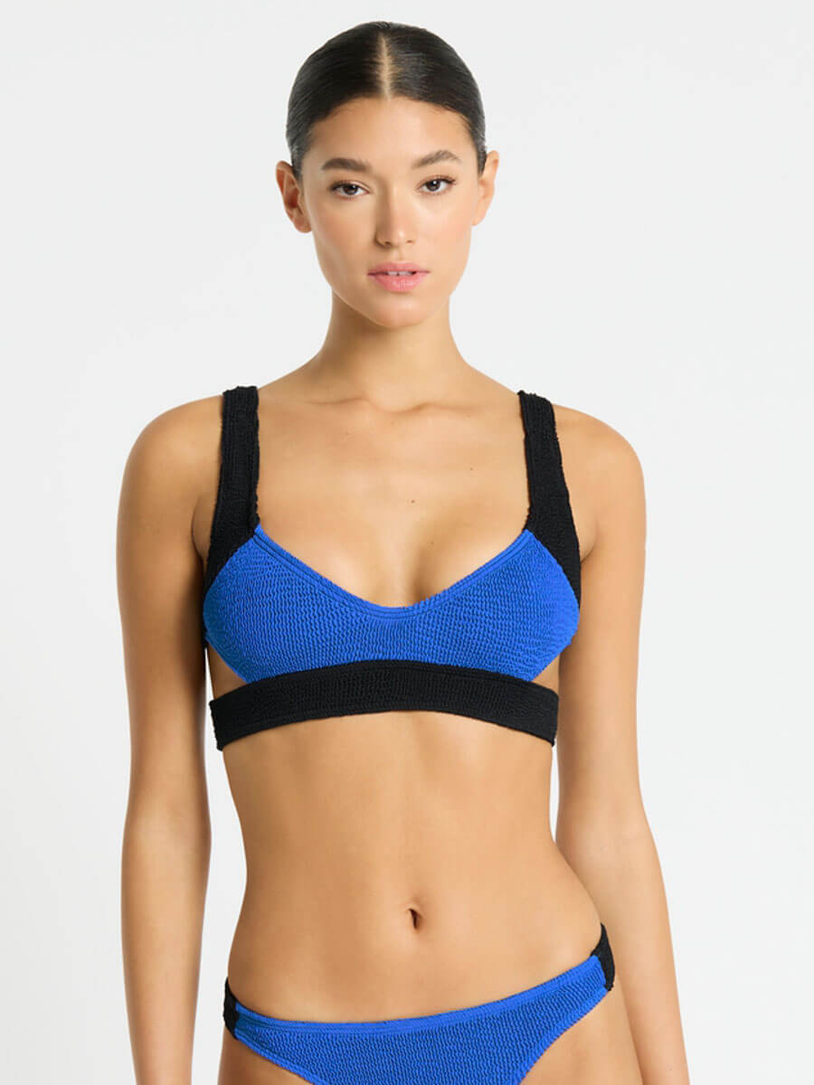 Bond-eye Splice Nino Crop Top in Cobalt/Black