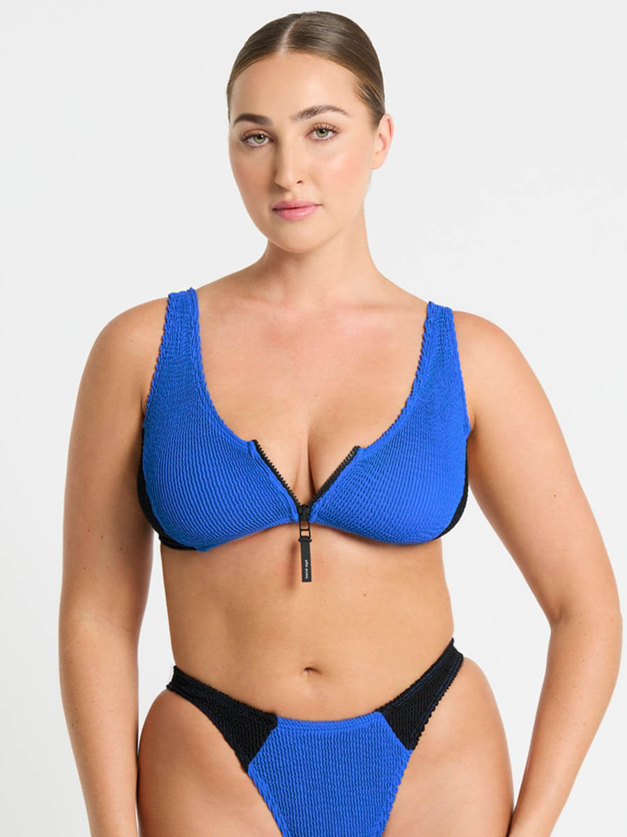 Bond-eye Splice Scout Crop Top in Cobalt/Black
