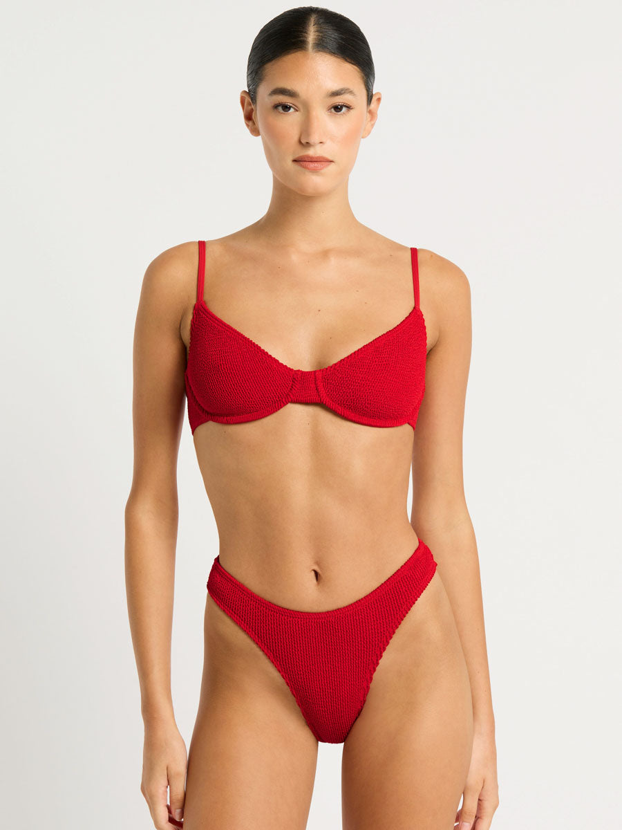 Bond-eye Gracie Balconette Top in Baywatch Red