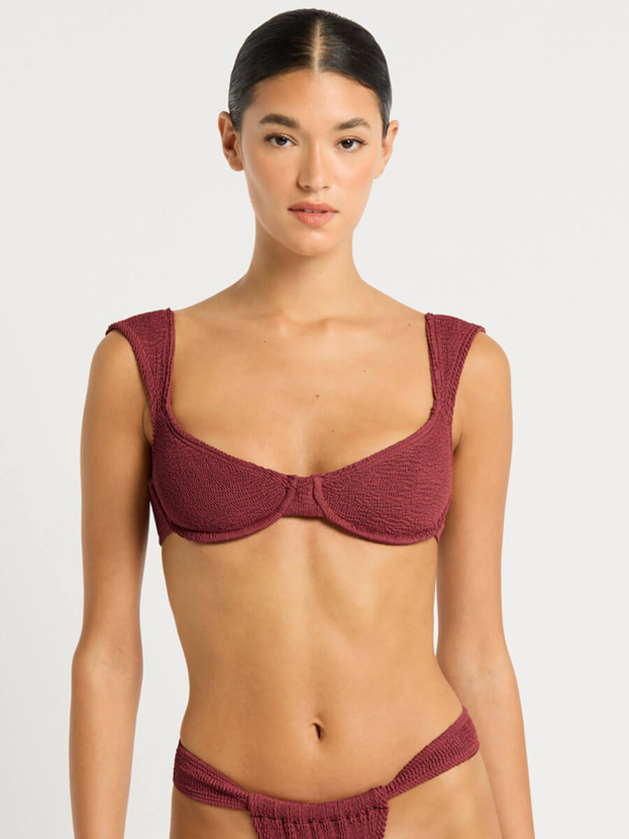 Bond-eye Georgia Balconette in Carmine Recycled