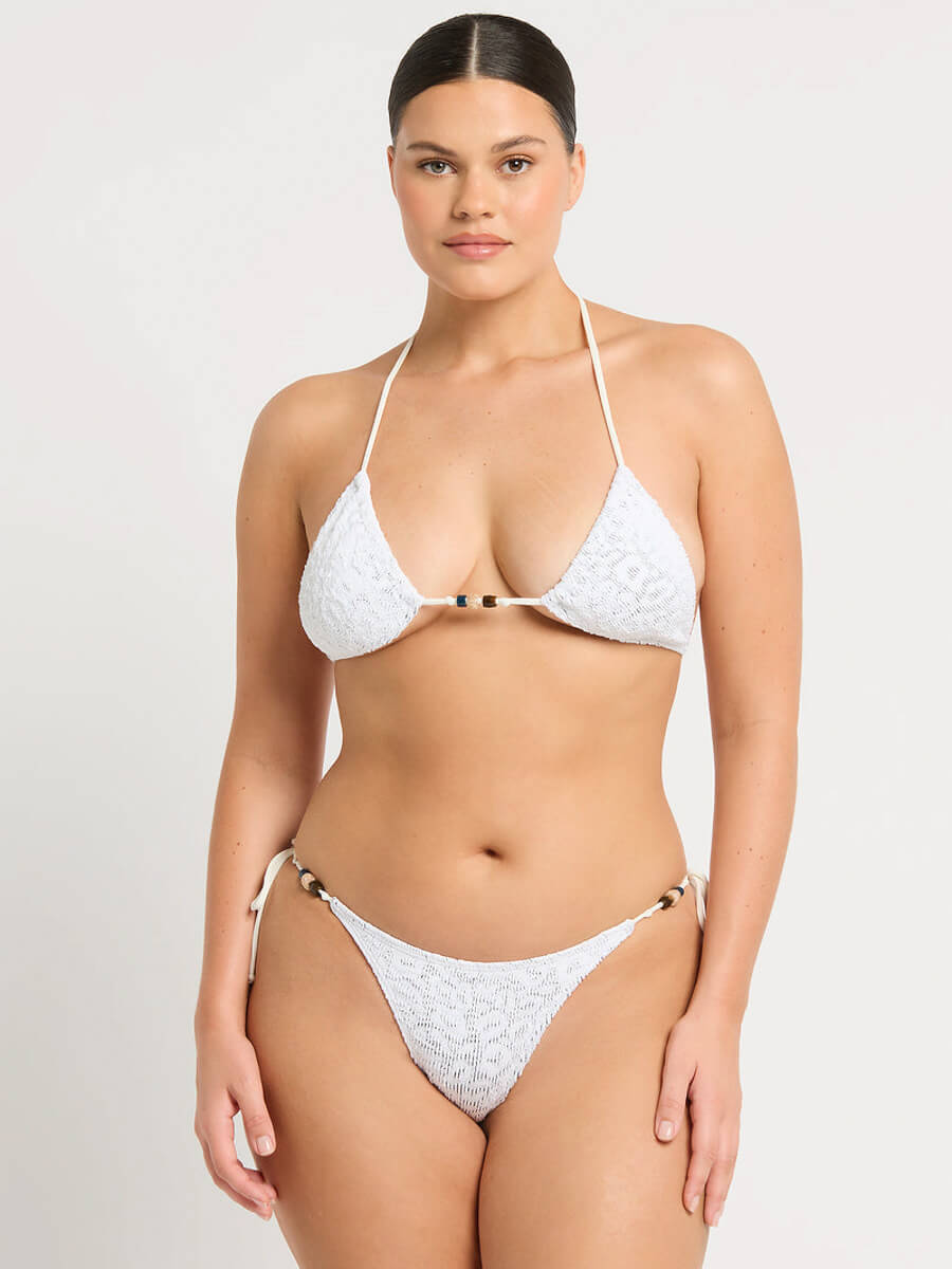 Bond-eye Beaded Tie Side Vista Brief in White Leopard