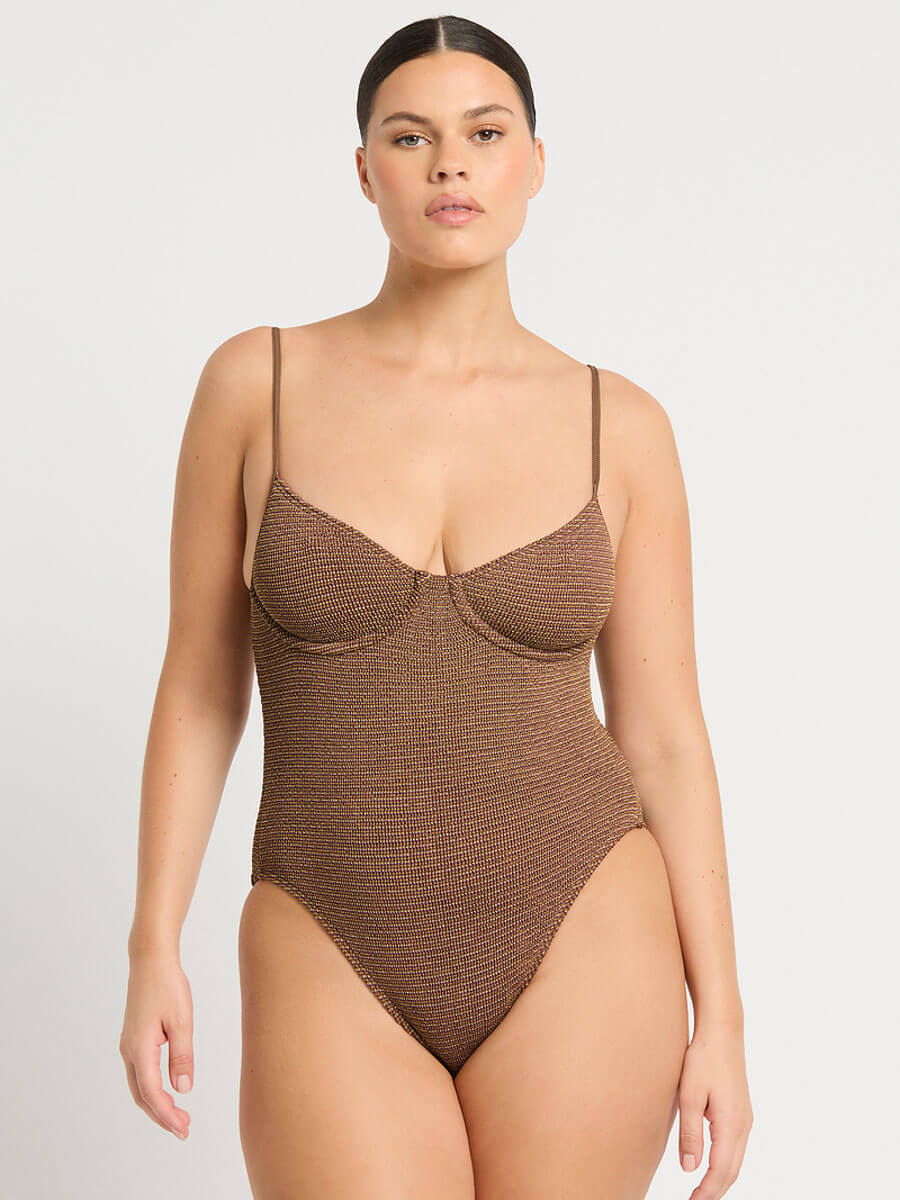 Bond-eye Gracie One Piece in Cocoa Butter Lurex