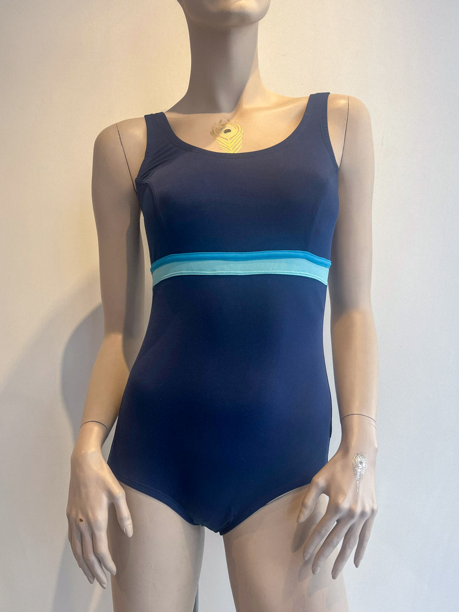 Finz Horizontal Splice One Piece in Navy/Aqua