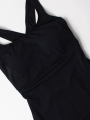 Finz Crossover Back One Piece in Black, view 3, click to see full size