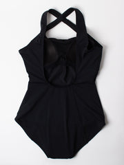 Finz Crossover Back One Piece in Black, view 2, click to see full size
