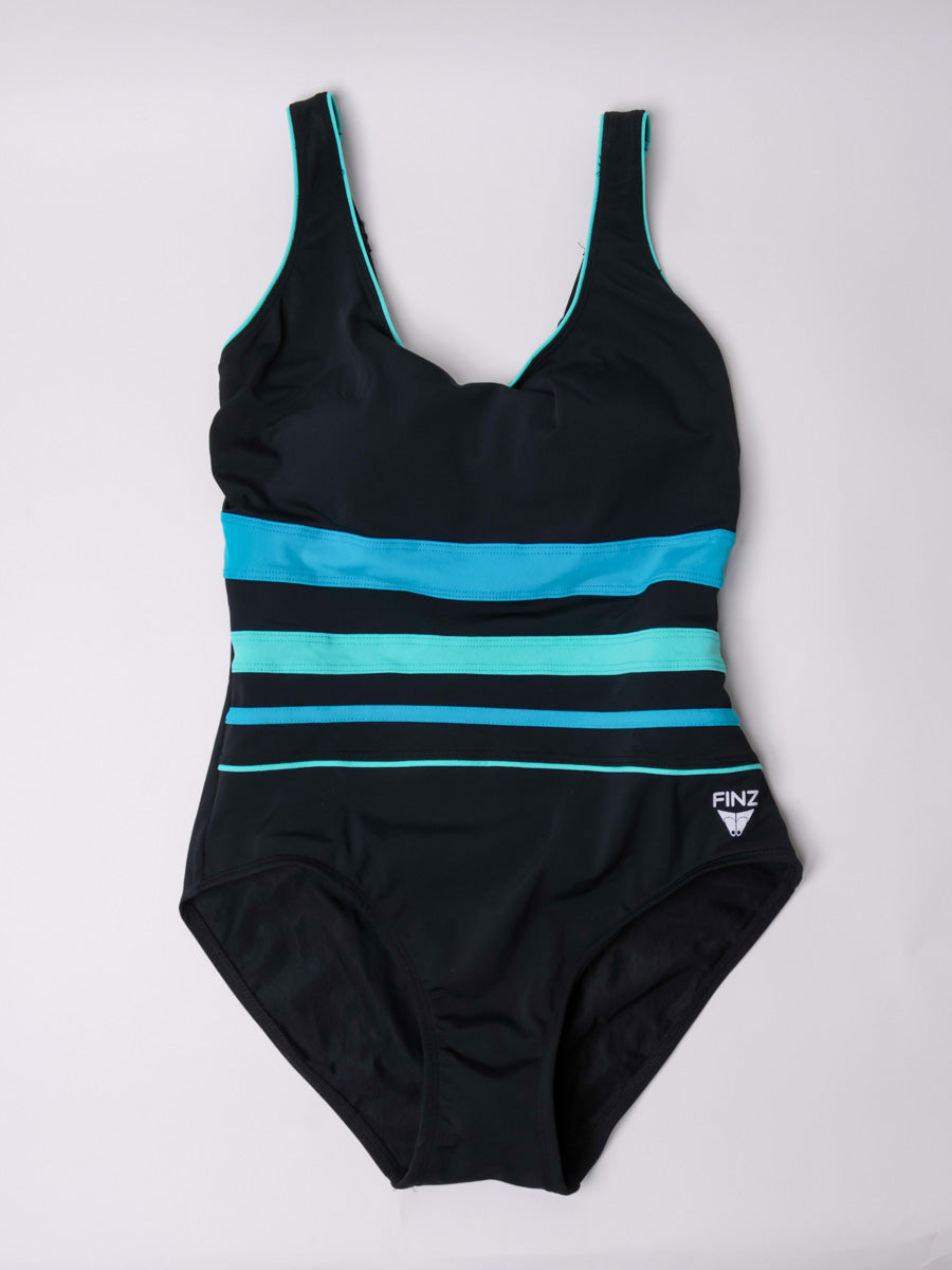 Finz Gradient Splice One Piece In Black/Aqua