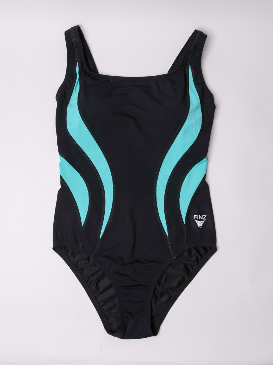 Finz Lightning Splice One Piece In Black/Aqua
