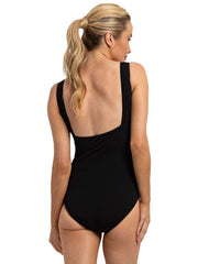 Finz One Piece Square Neck In Black, view 2, click to see full size