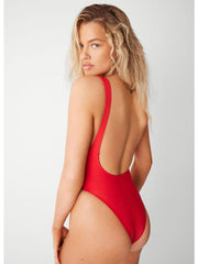 Frankies Bikinis Pamela One Piece in Anderson Red, view 2, click to see full size