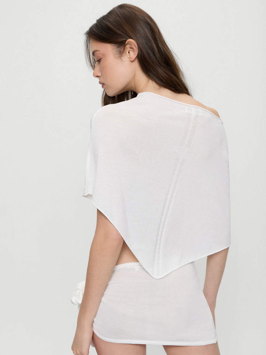 Scout Knit Poncho in White Hibiscus