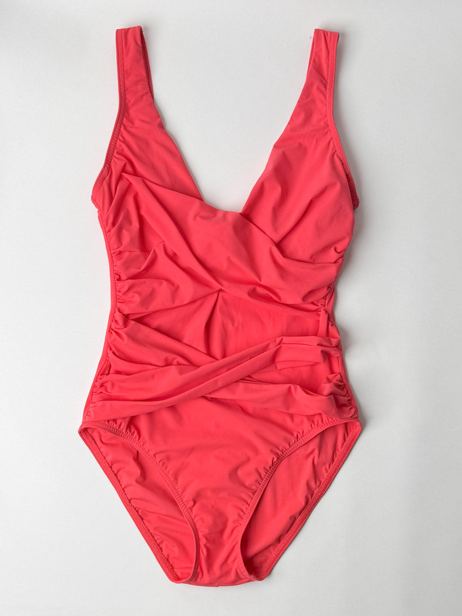 Karla Colletto One Piece Surplice Smart Suit in Begonia