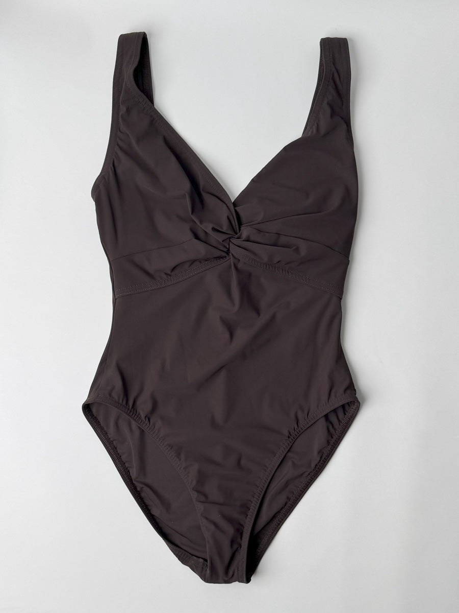 Karla Colletto One Piece Underwire Knot Twist in Chocolate