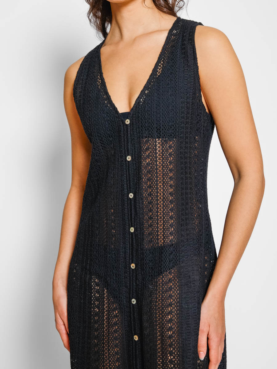 Koy Resort Amalfi Crochet Dress in Black